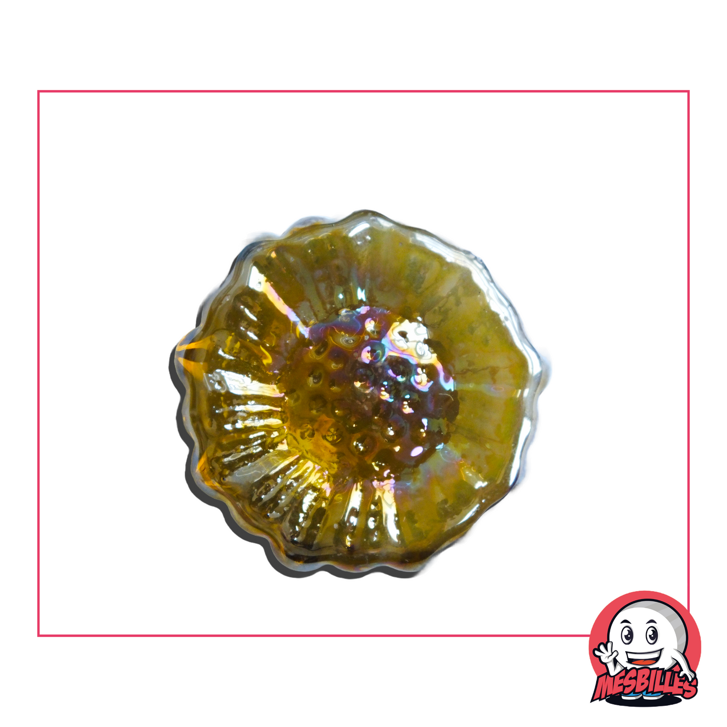 Bernsteinfarbene Murmel „Sonnenblume“ – Perlmuttene zum Sammeln