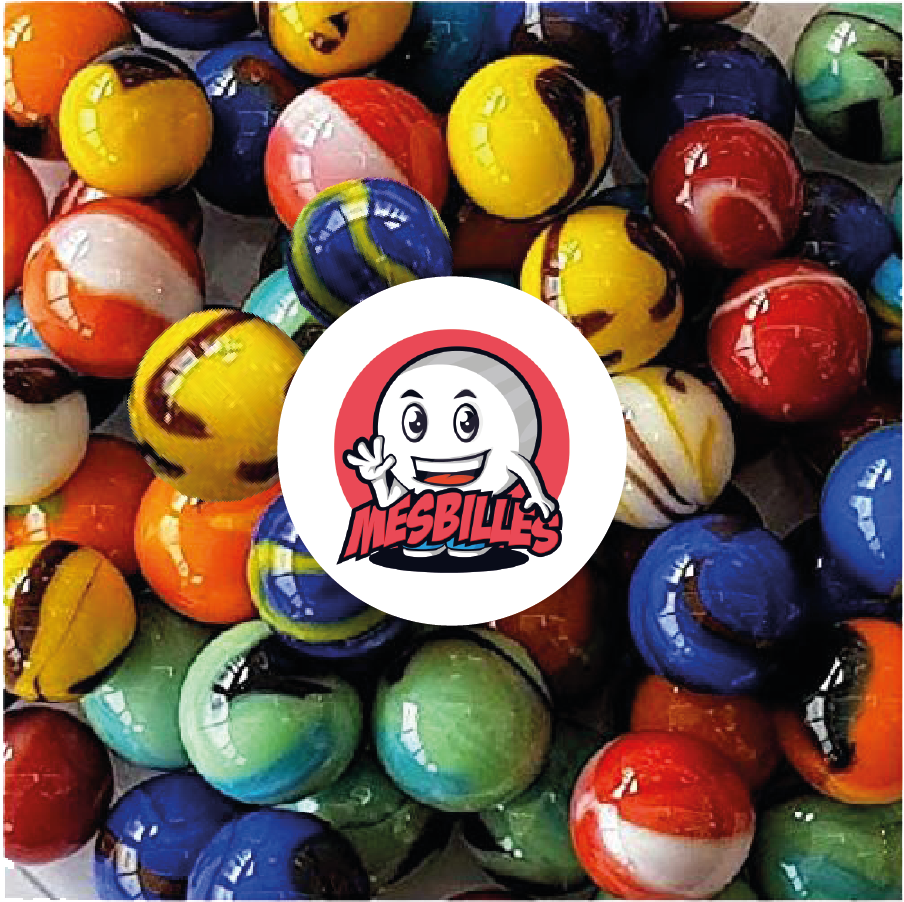 Collection 55 Billes Jungle MesBilles : assortiment éclatant de billes multicolores inspirées de la faune et de la flore exotiques