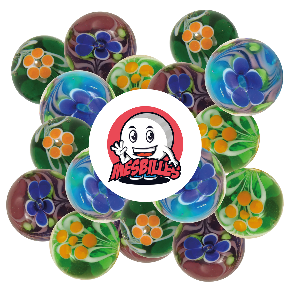 1 Murmel Art Florale Violette 16 mm