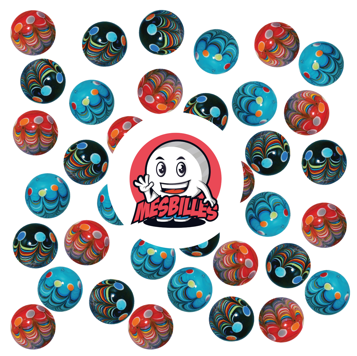 1 Murmeln Art Joker Schwarz 22 mm