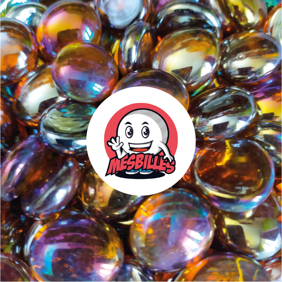 1 Murmeln Flach 12 mm Irisierend Bernstein