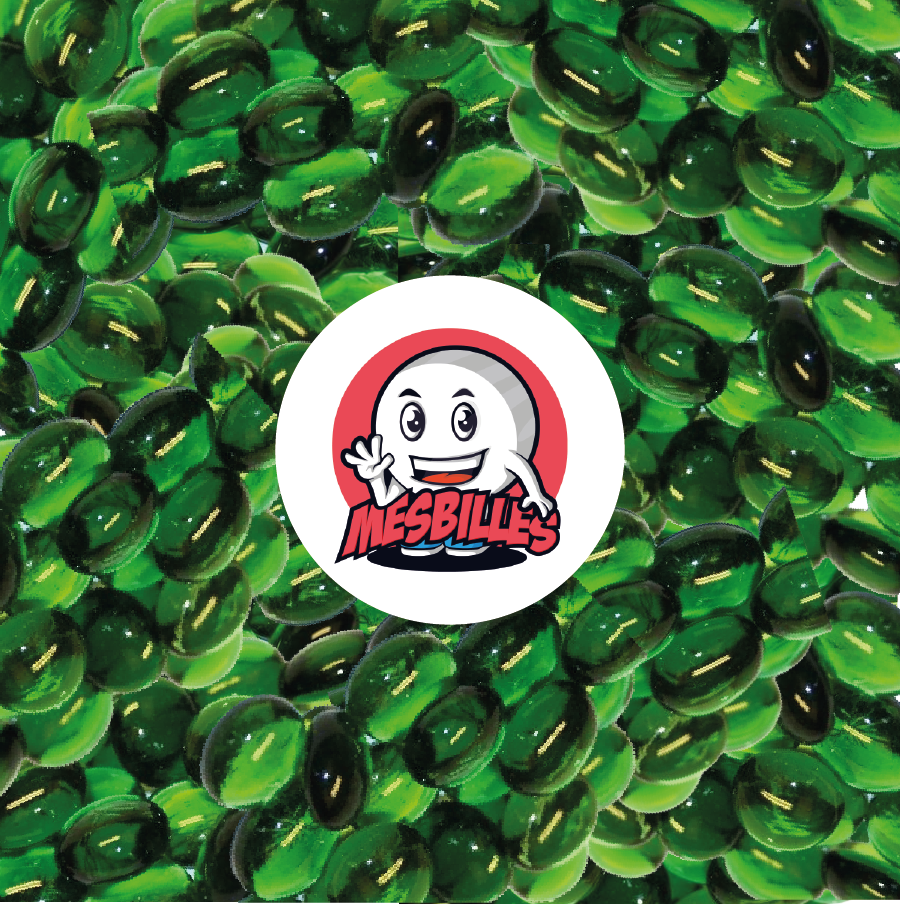 1 Flache Murmel 18 mm Lupe Dunkelgrün