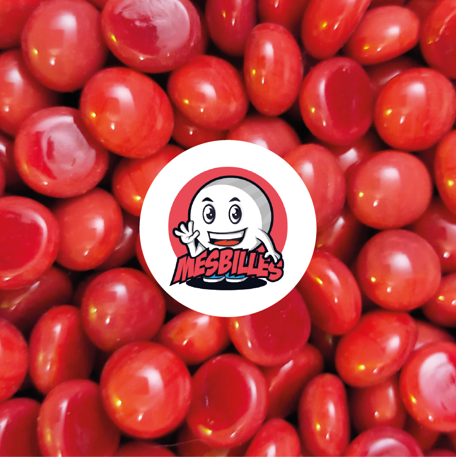 Billes plates Perle Rouge réunies, vue d'ensemble