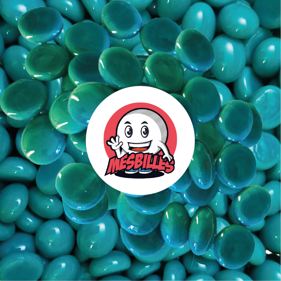 1 Murmeln Flach Perle Entenblau 30 mm