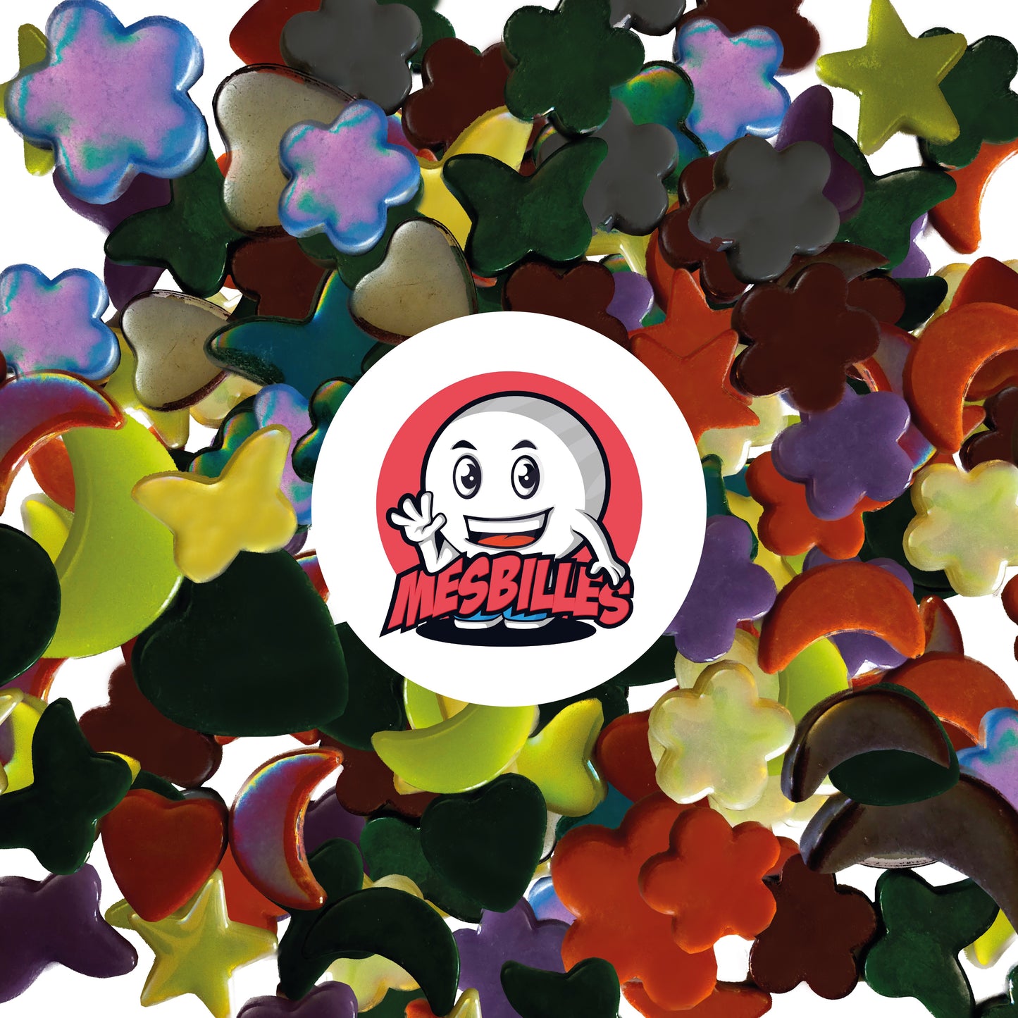 Maskottchen Meine Murmeln auf Murmeln Schmetterlinge Perlmuttene Extra flache Murmeln