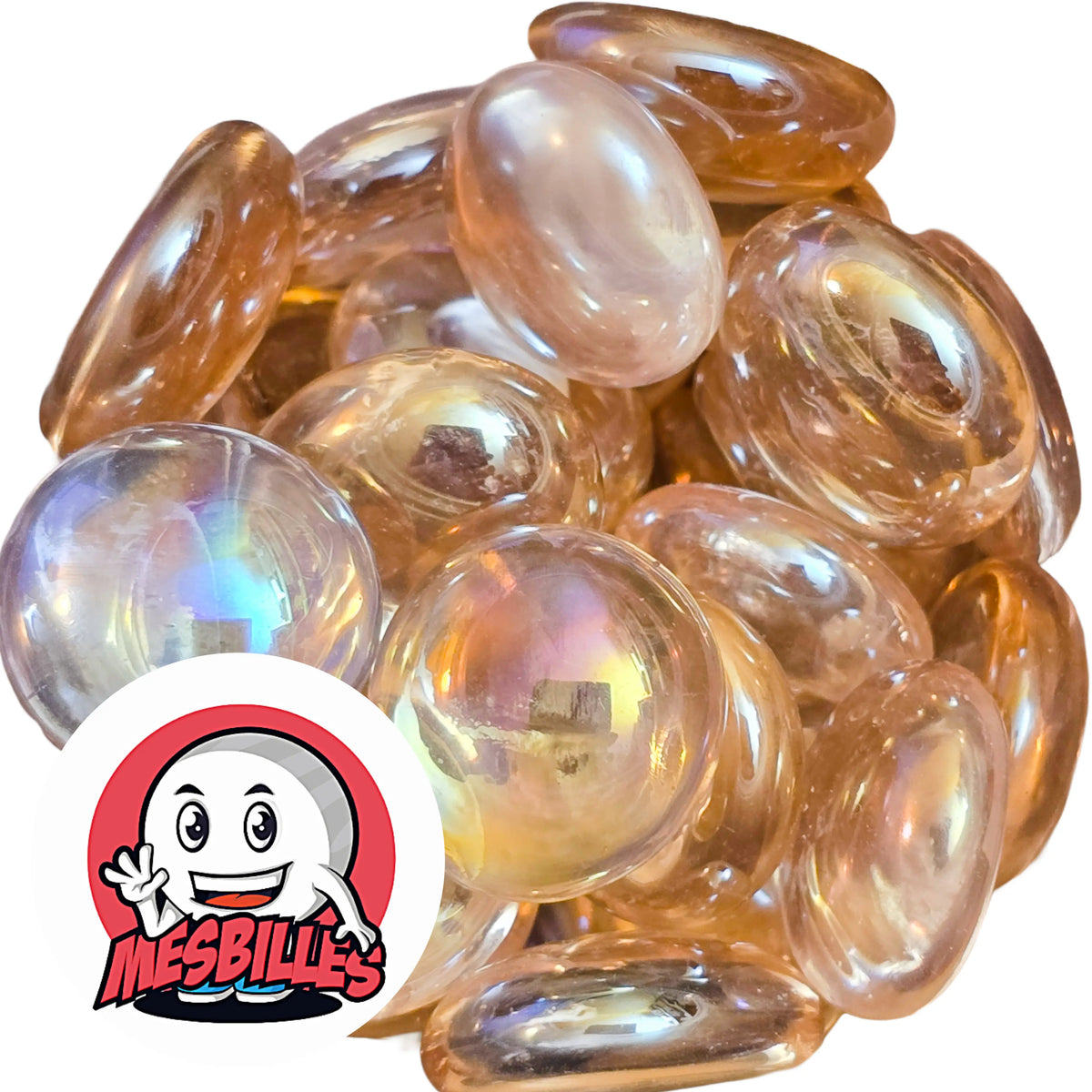 Cette bille plate est également nommée Bille Galet en Verre Irisée Rose Léger, elle est utilisée pour Jouer, Décorer ou Collectionner. 
