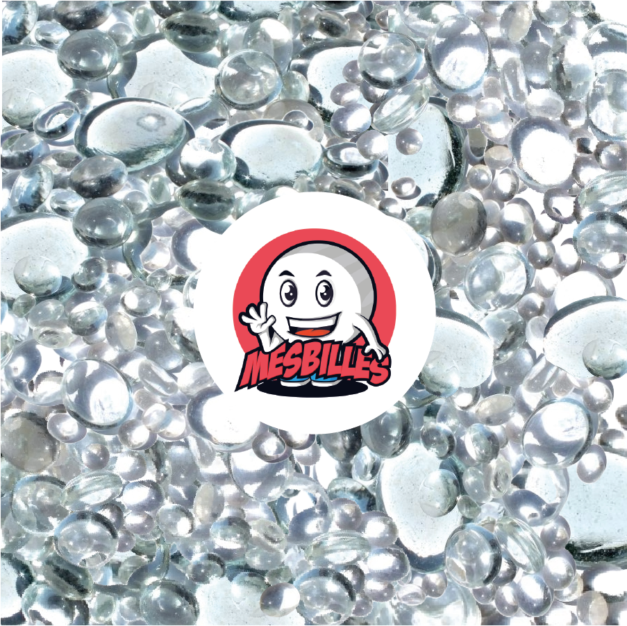 MeineMurmeln - 250 g Flache Murmeln, Kristallfarben-Mischung, 30 mm, 18 mm, 12 mm, transluzent