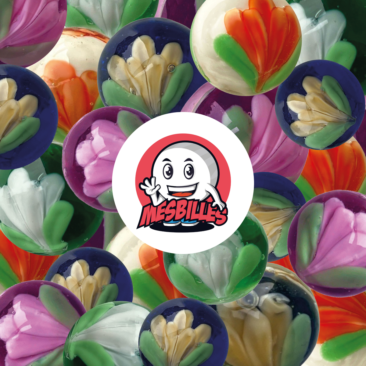 1 Murmeln Kunst Tulpe Violett 22 mm