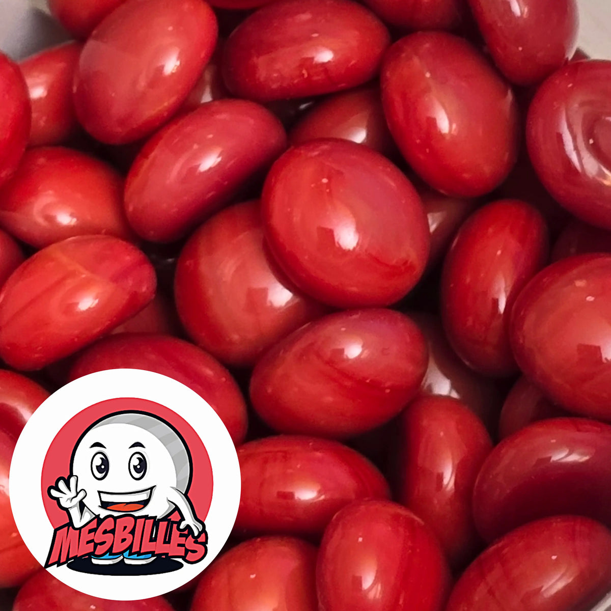 Billes plates Perle Rouge réunies, vue d'ensemble