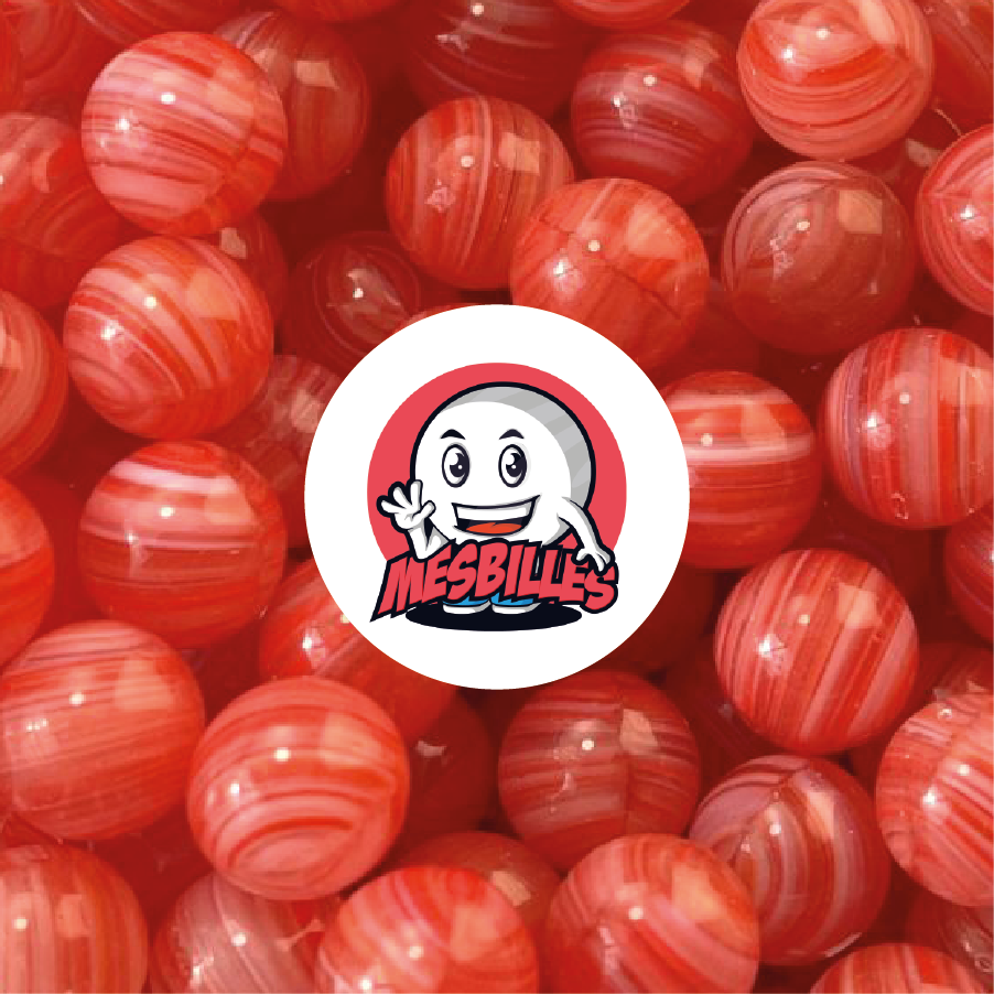 1 Murmeln Lollipop Rot Gestreift 10 mm