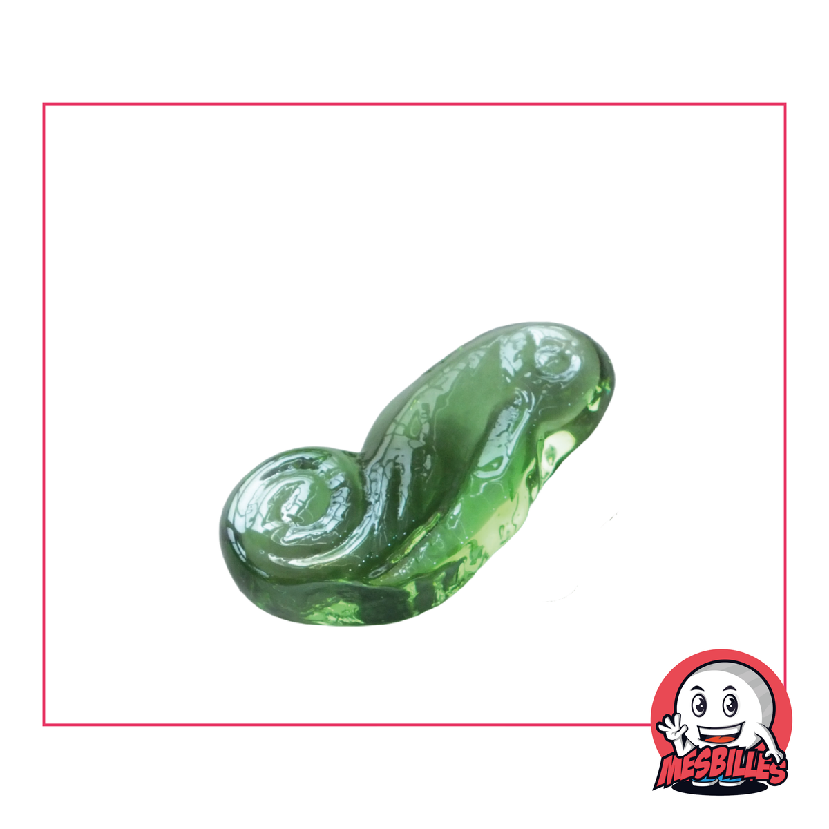 Grüne Seepferdchen-Murmeln aus Glas, ein Design inspiriert von den smaragdgrünen Farbtönen des Meeresbodens