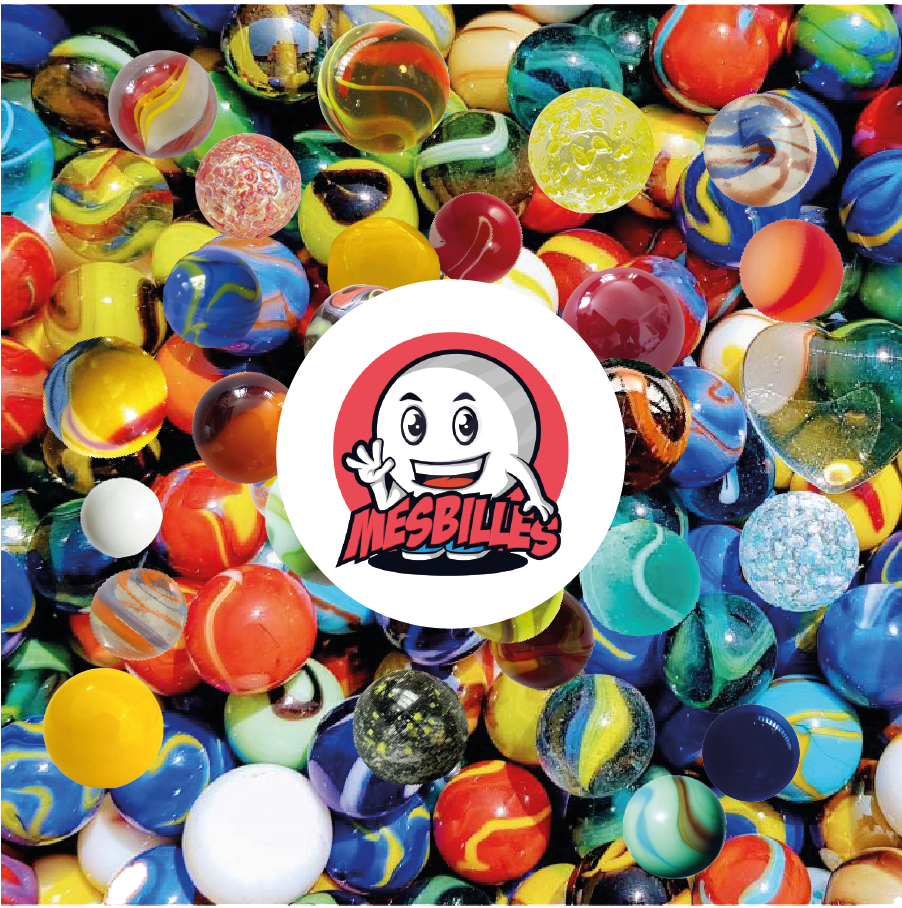 Ensemble 100 Billes Toutes Différentes MesBilles : lot varié de billes aux couleurs éclatantes et designs variés, idéal pour collection et jeu