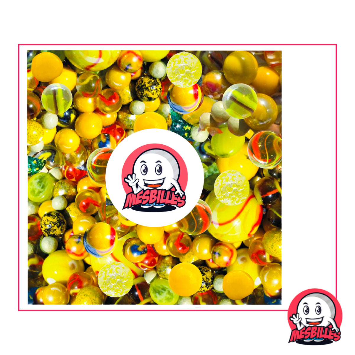 Collection MesBilles Multi Jaune : assortiment de 100 billes lumineuses jaunes, dorées et transparentes aux reflets éclatants
