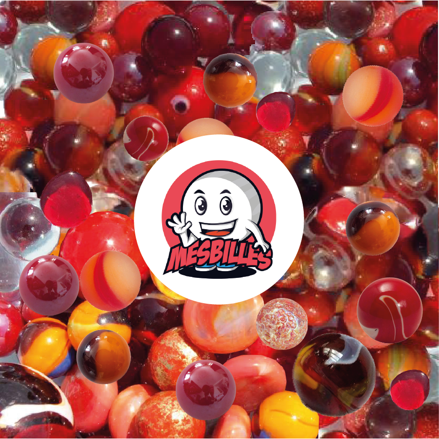 Ensemble 100 Billes Multi Rouges MesBilles : billes variées aux tons rouges et chauds, mélange brillant idéal pour collection et jeu