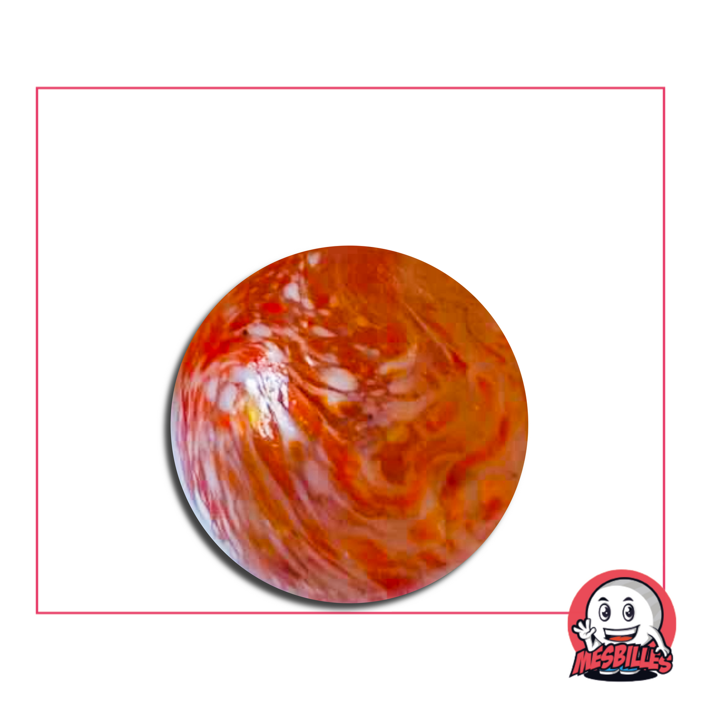 Transluzente Glasmurmel aus der Kollektion „Billes Collector Kim'Play“, 25 mm, mit roten Flecken