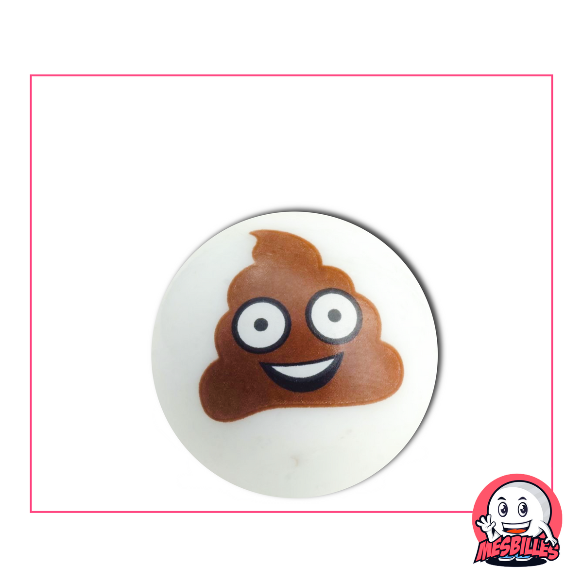 Weiße Murmeln mit einem lächelnden Emoji mit großen Augen
