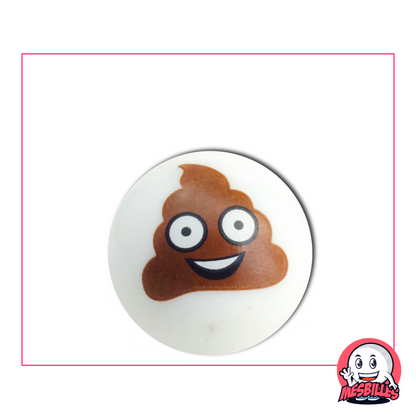 Weiße Murmeln mit einem lächelnden Emoji mit großen Augen