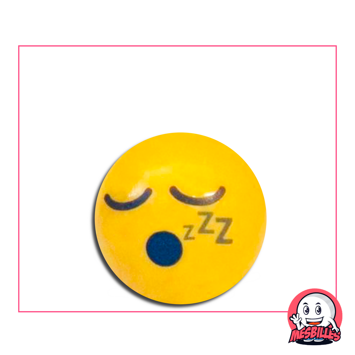 Gelbe Murmeln mit einem schlafenden Smiley, geschlossenen Augen, offenem Mund und dem Symbol „zzz” an der Seite