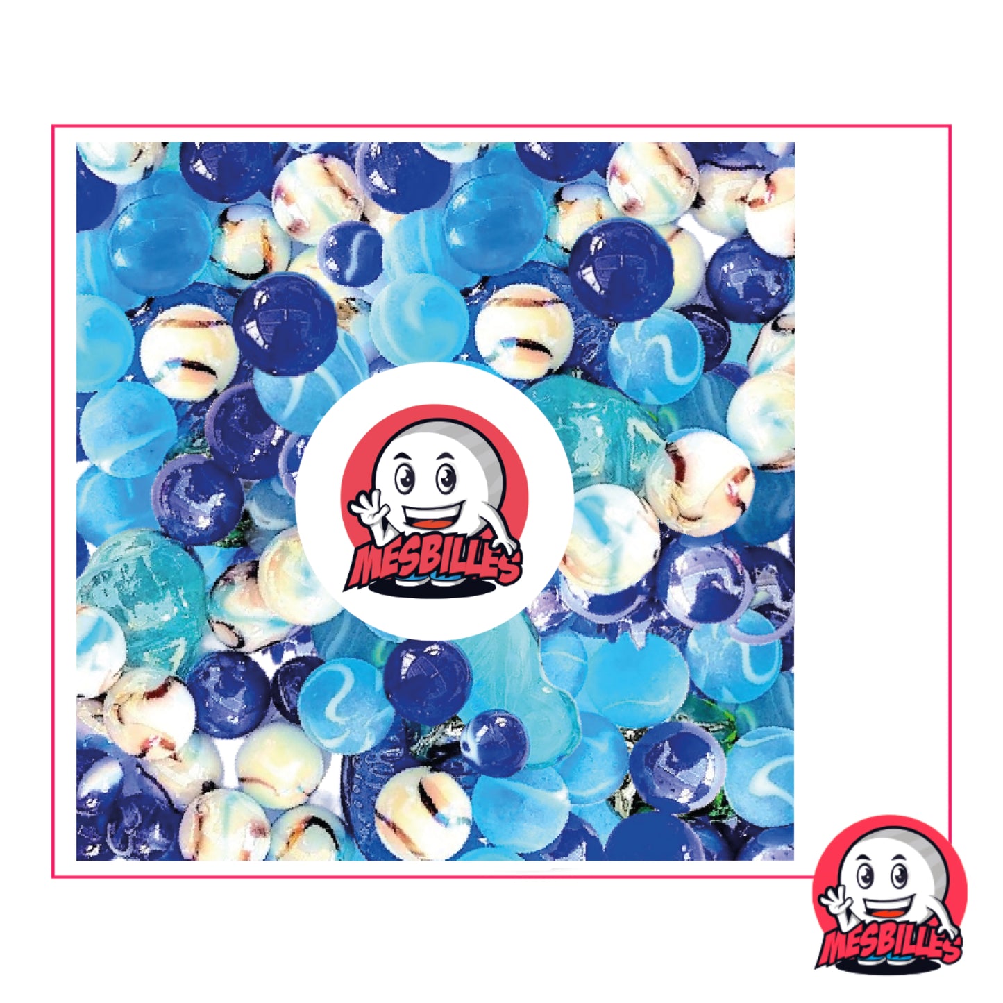 Ensemble de billes MesBilles Atlantide aux tons bleus, turquoise et ivoire, rappelant les mystères de la cité engloutie