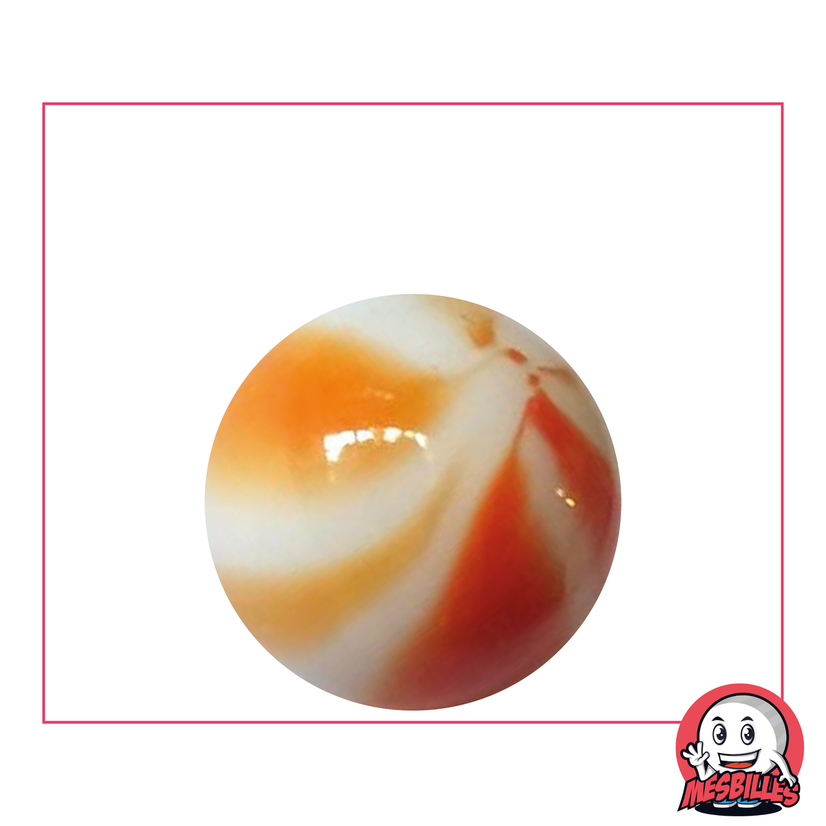 1 Murmeln Arlequin Orange 25 mm
