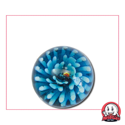 Bille d'Art Pissenlit Bleu Clair, bille de 25 mm, faites éclore votre collection de Billes avec la grande Bille d'Art Pissenlit Bleu Clair de 2,5 cm