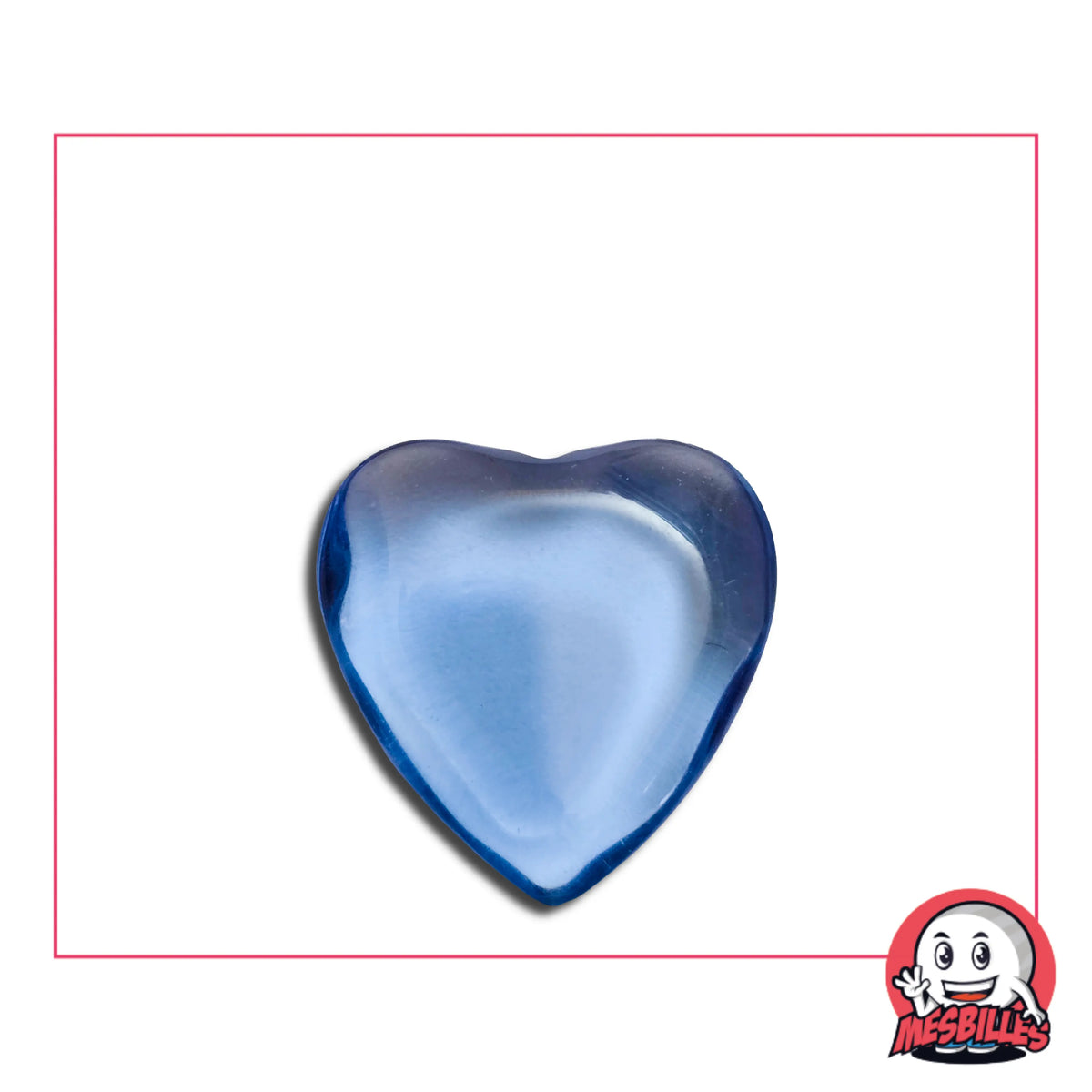 Bille Extra-Plate Cœur en Verre Translucide Bleu-Clair - MesBilles