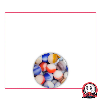 Bille Iceberg Bi-Couleur 14 mm mate – bille givrée en verre de Bohème aux tons bleu, rouge et doré, finition douce et satinée MesBilles