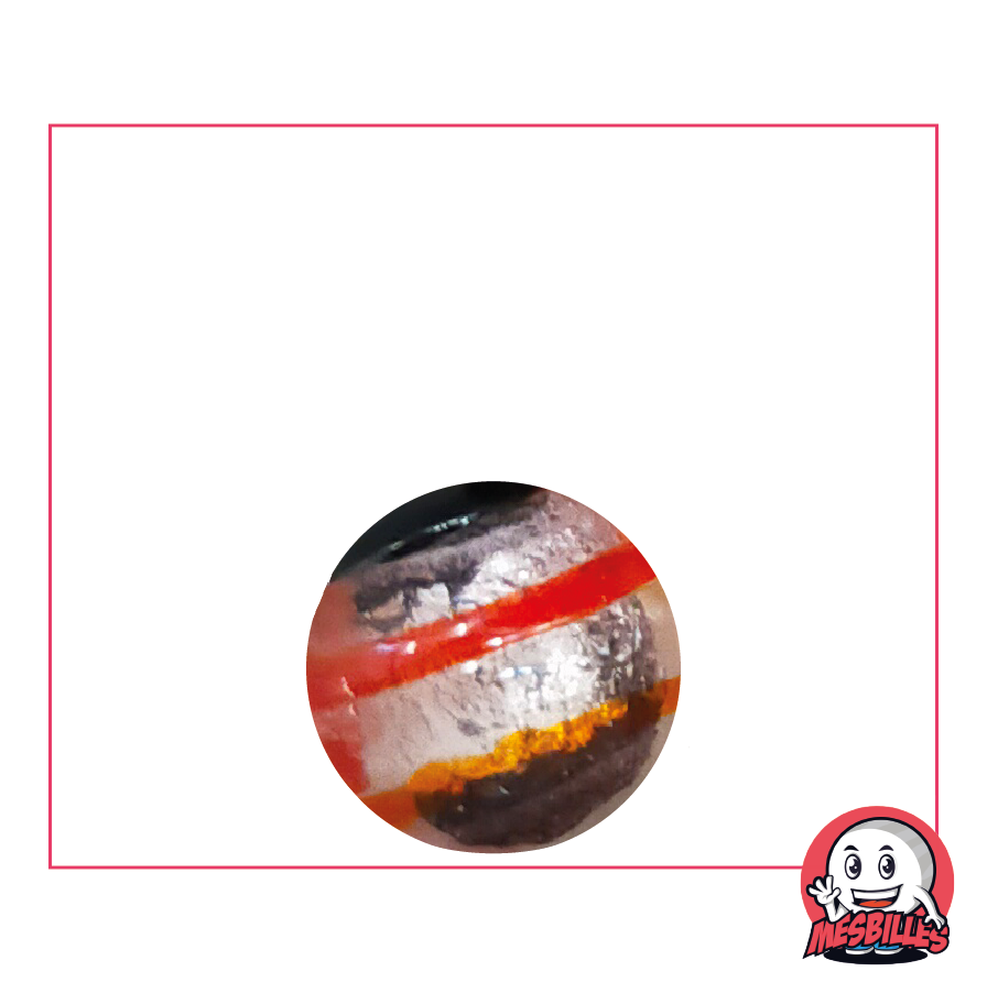 Murmeln Drachenauge von MeineMurmeln, 16 mm, halbtransparent schwarz-silber, rot gestreift