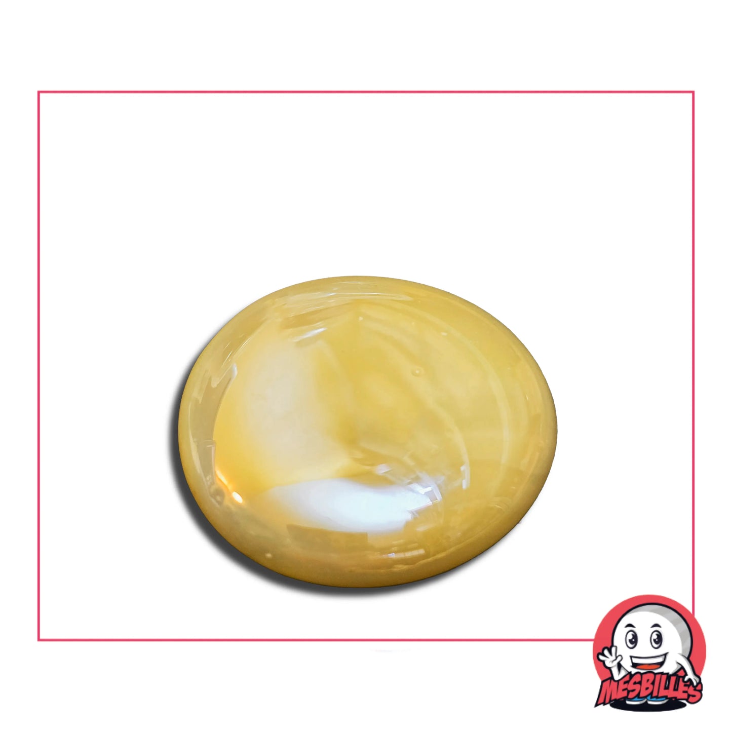 Très Grande Bille Plate en verre Opaque et Brillant de Couleur Beige - Pour Jouer, Décorer ou Collectionner, avec MesBilles.