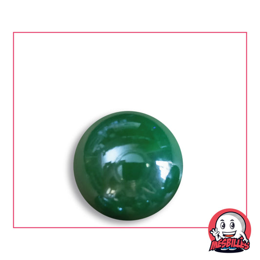 Bille Vert Glossy en verre opaque vert émeraude brillant, vue de dessus, 22 mm de diamètre