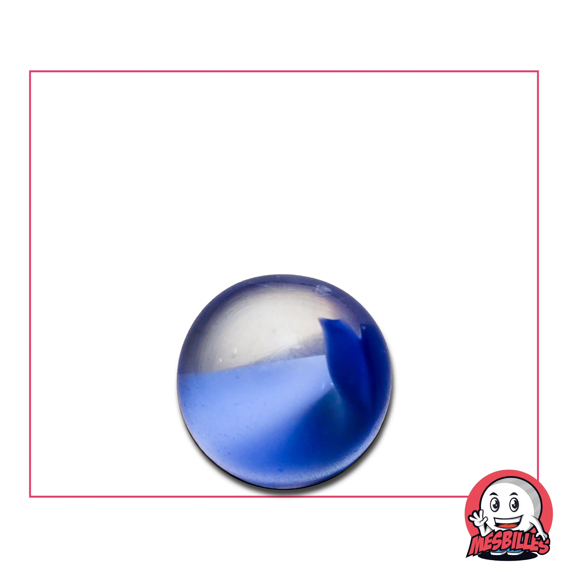 Bille d'Art Plume Bleu, bille en verre de Bohème de 16 mm. La légèreté d'une plus dans une bille d'art.