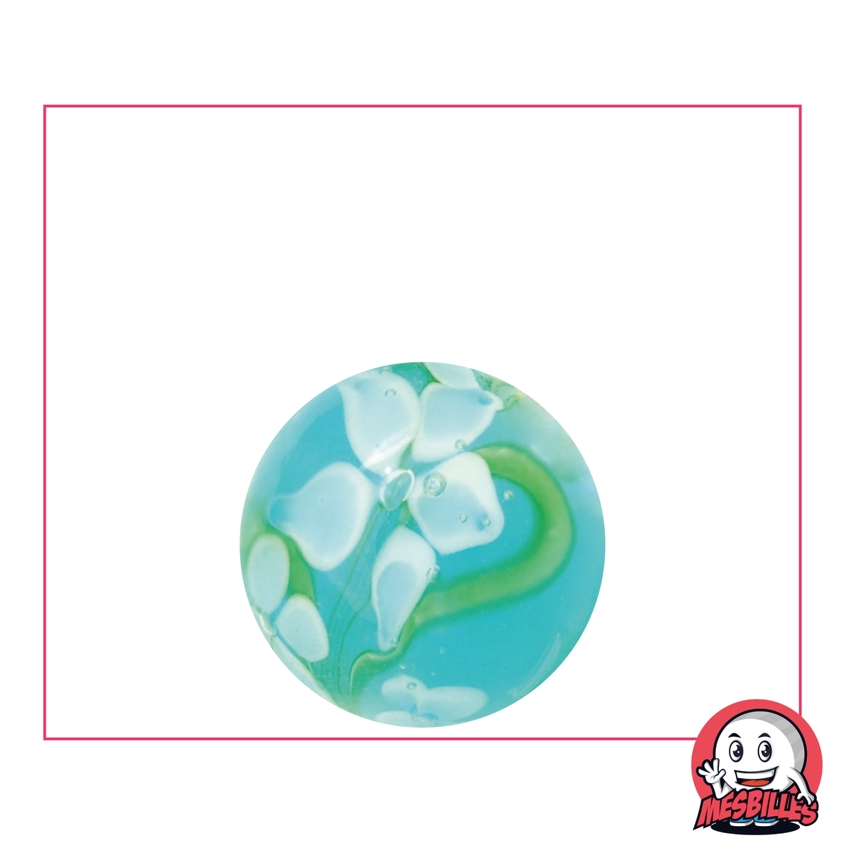 1 Murmel Kunst Krone Blühend Blau 22 mm