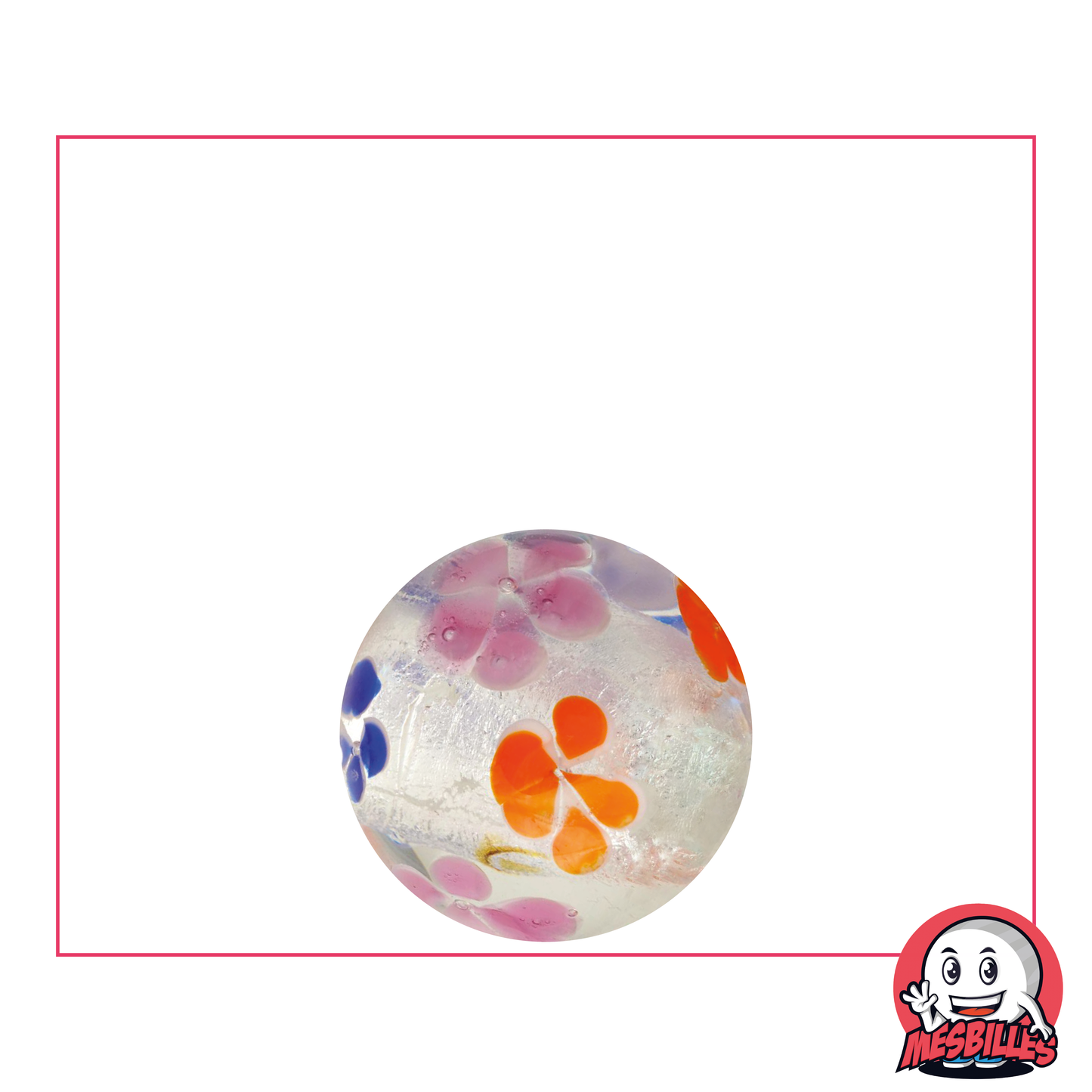 1 Murmel Kunstblume Silber 16 mm