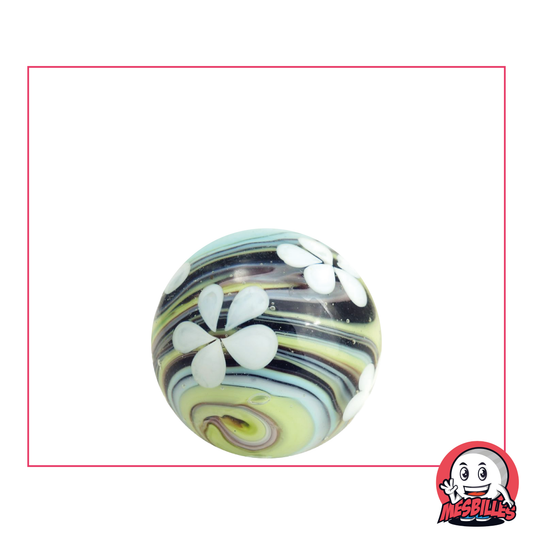 1 Murmel Kunst Tornado Blume Schwarz 22 mm