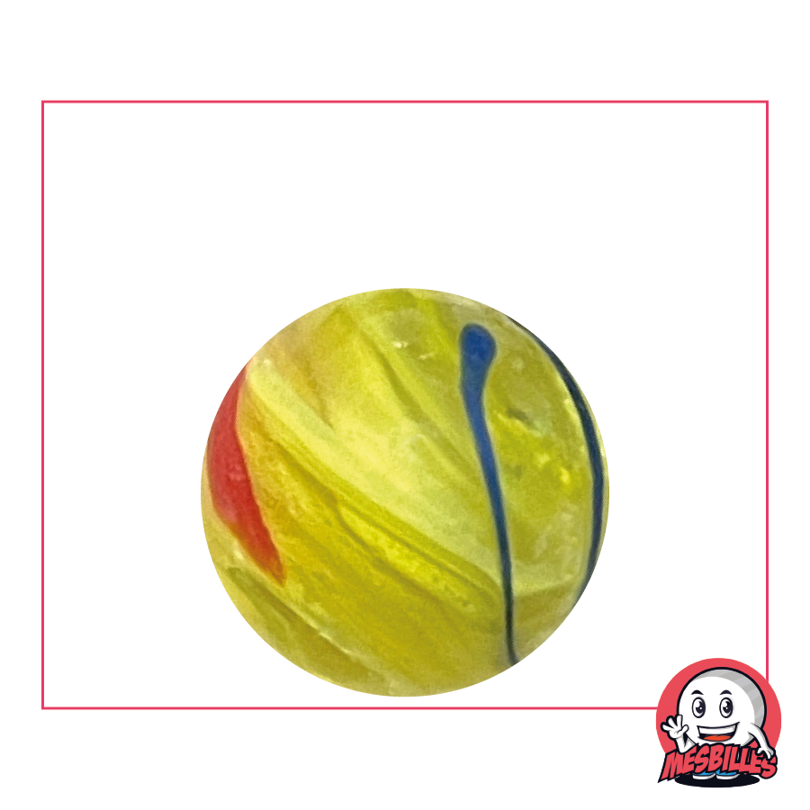 Zebra Gelb 25 mm von Kim'Play aus opakem Glas – Die Essenz des Zebras in einer Murmel, von MesBilles