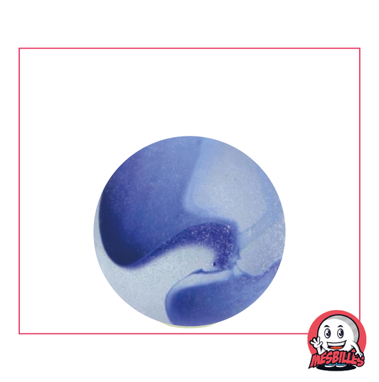 MeineMurmeln - Glasmurmel Mattiert, Murmel Mattiert mit blauen Streifen 25 mm
