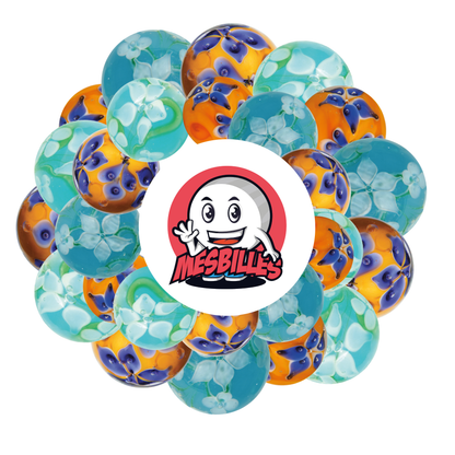 1 Murmel Kunst Krone Blühend Blau 22 mm