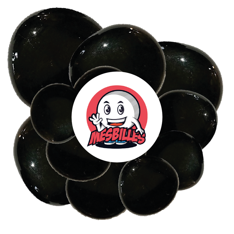 MeineMurmeln – große flache Glasmurmel, Kollektion MeineMurmeln in Glänzend Schwarz und opak, flacher Glasstein