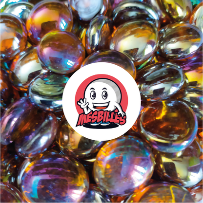 1 Murmeln Flach Irisierend Bernstein 18 mm