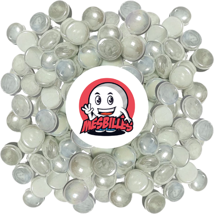 Mascotte MesBilles entourée de billes plates Glossy Blanc de 18 mm