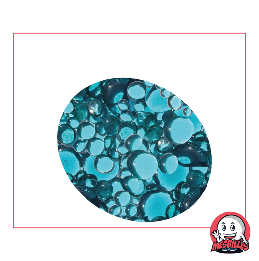 Flache Murmeln, Blau transparent gemischt, 30 mm, 18 mm, 12 mm, transluzent