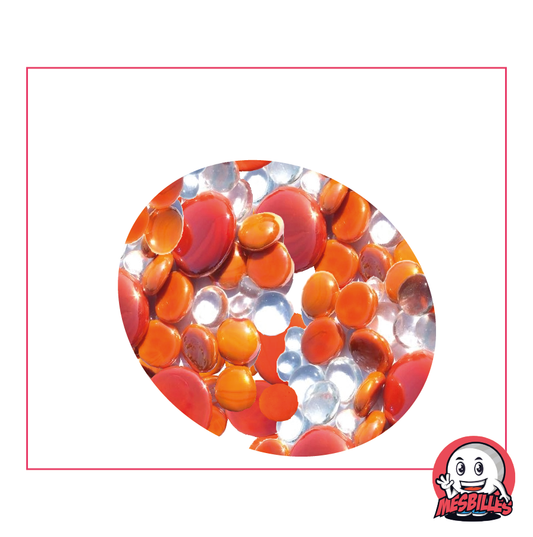 Flache Murmeln, Mischung orange, 30 mm, 18 mm, 12 mm, opak und transparent