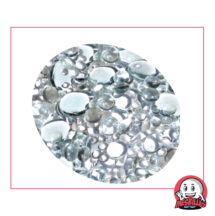 Flache Murmeln, kristallklar, transparent und transluzent glänzend, 12 mm-30 mm