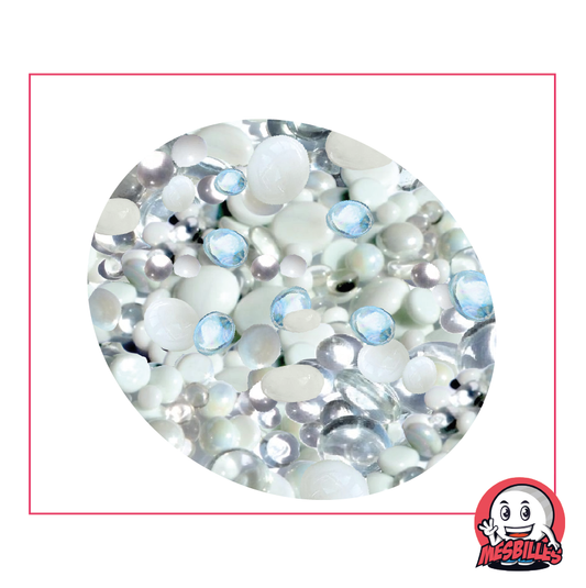 Flache Murmeln aus weißem Glas und Kristall, opak und transparent, 12 mm bis 30 mm