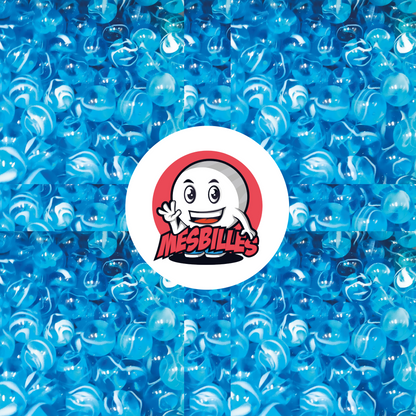 MeineMurmeln - Blaue H2O-Murmeln, 12 mm, mit einem blau-weißen Wirbelmuster, das an Meereswellen erinnert.