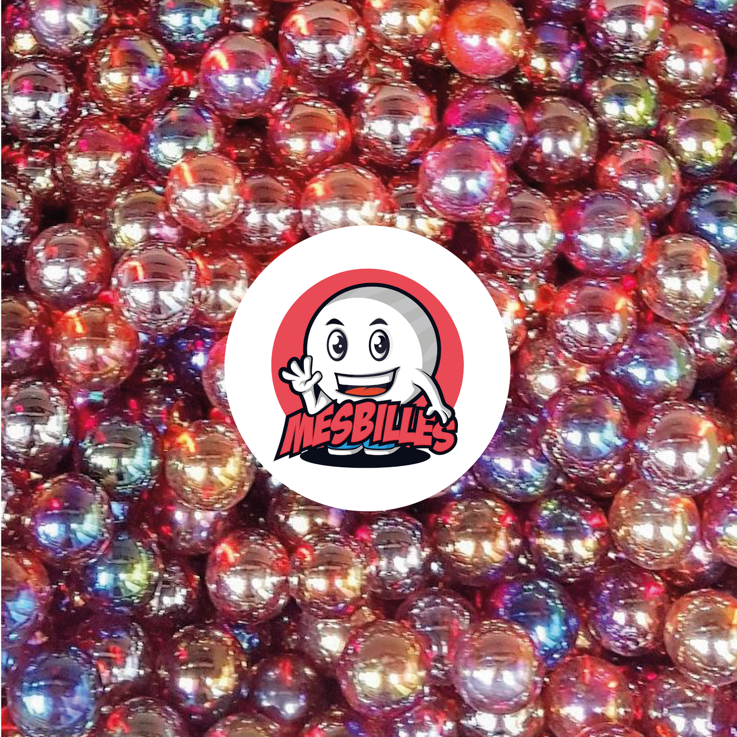 Bei MesMurmeln bieten wir nicht nur Murmeln an, sondern kleine faszinierende Welten in Ihren Händen, hier ist die 25 mm große Murmel Rouge Irisé (Rot Irisierend).