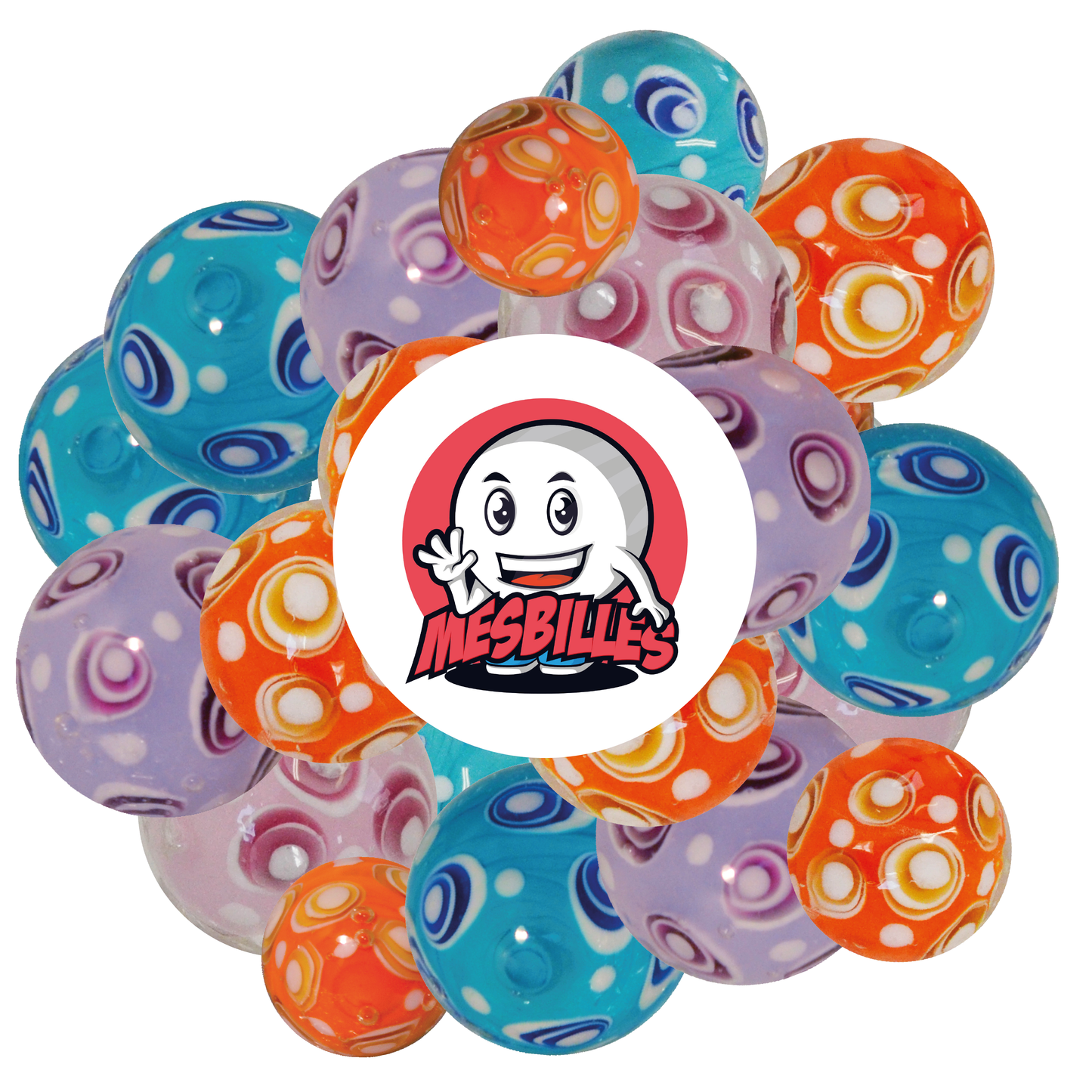 1 Murmeln Kunst Bubble Blau 22 mm