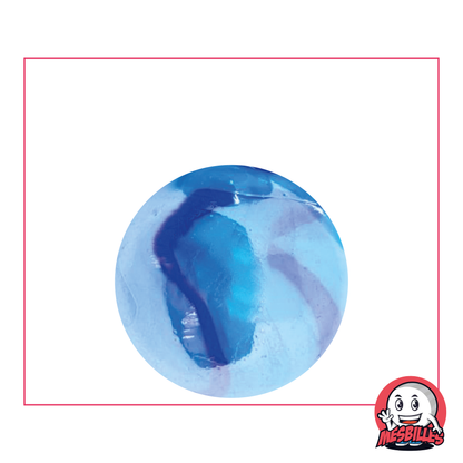 Chinesische Murmeln, 25 mm, glänzend blau mit dunkleren Streifen, die einen besonderen Akzent setzen