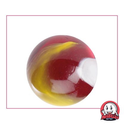 Murmeln Clown 35 mm für Sammler, leuchtend rote Murmeln mit weißen und gelben Streifen