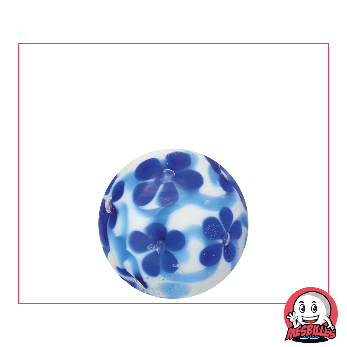 1 Murmeln Kunst Gänseblümchen Blau 22 mm